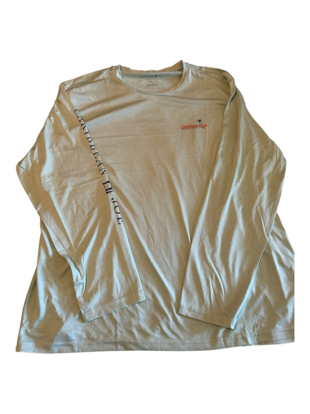 Caribbean Joe Long-Sleeve Crewneck Shirt - Sage Green with Black Script